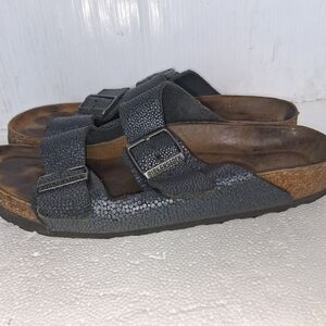 Birkenstock Arizonia Soft Footbed  Slippers Women Size 10.5 Black